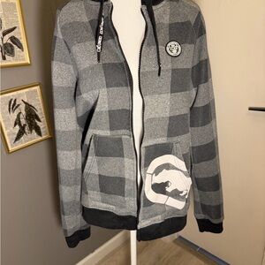 Ecko Unlimited Gray and Black Plaid Hoodie